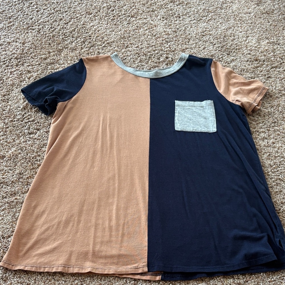 Two-Tone Navy and Tan Women's Short Sleeve Tee
